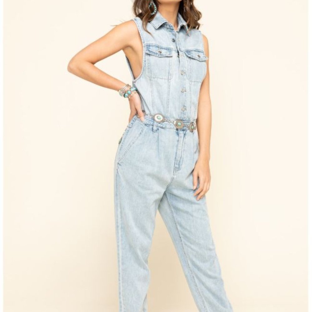 Free People XS Fast Cars Denim Jumpsuit New with tags